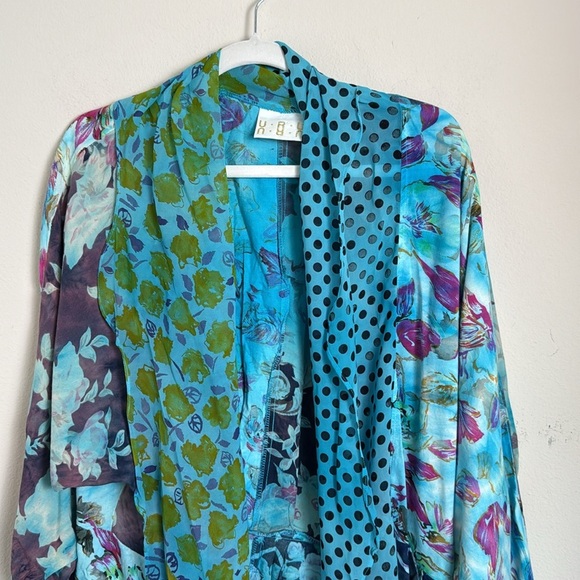 URU Hand Dyed Floral Cover Up Cardigan Made in the USA One Size - Picture 4 of 7